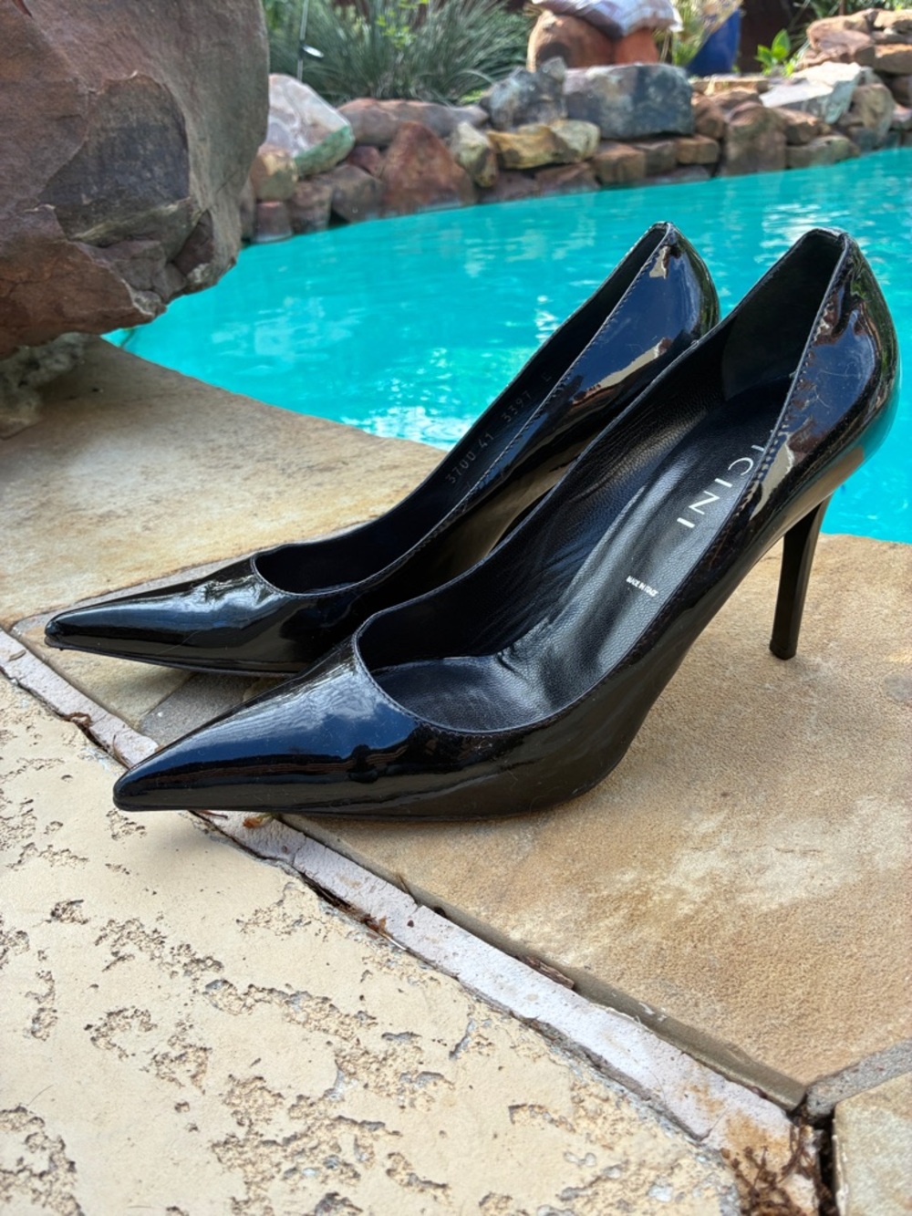 VICINI Giuseppe Zanotti Black Patent leather Pointed-Toe stiletto Pumps 41 Italy - Picture 3 of 13